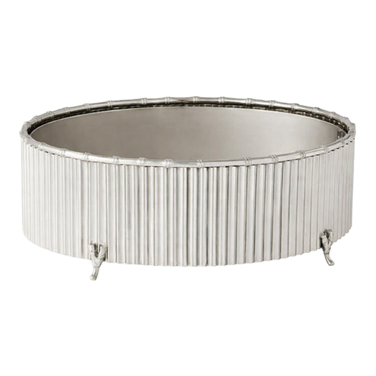 Corrugated Bamboo Cachepot - Nickle/Large