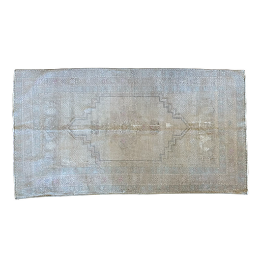 Beige and Celadon Turkish Runner - 39.5 x 72.5