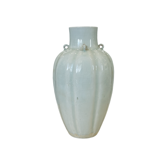 Celadon Fluted Four Ear Vase