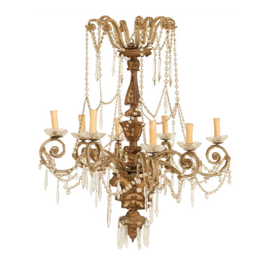 Parcel Giltwood and Crystal Chandelier