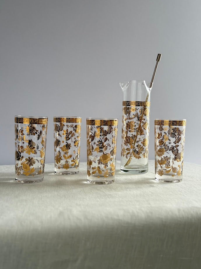 Culver Gold Chantilly Highball Glasees S/6