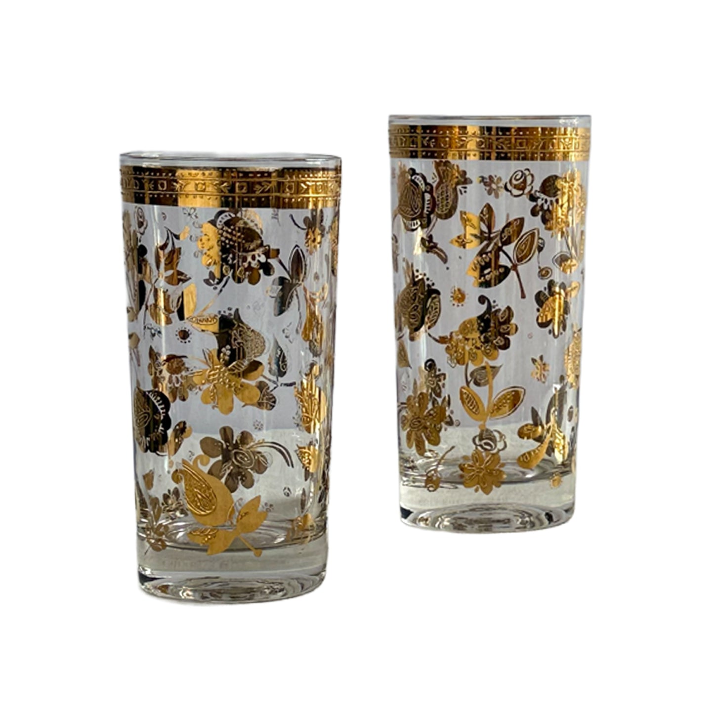 Culver Gold Chantilly Highball Glasses - Set/6