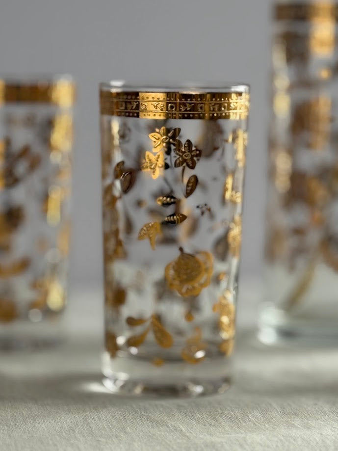 Culver Gold Chantilly Highball Glasees S/6