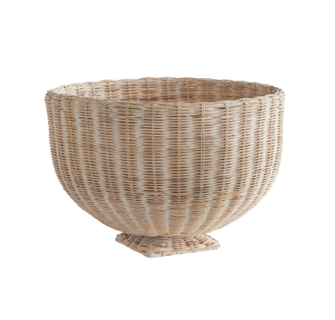 Rattan Footed Bowl - Whitewash