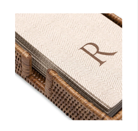 Guest Towel Napkin Tray - Dark Natural Rattan