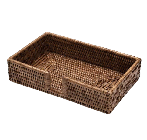 Guest Towel Napkin Tray - Dark Natural Rattan