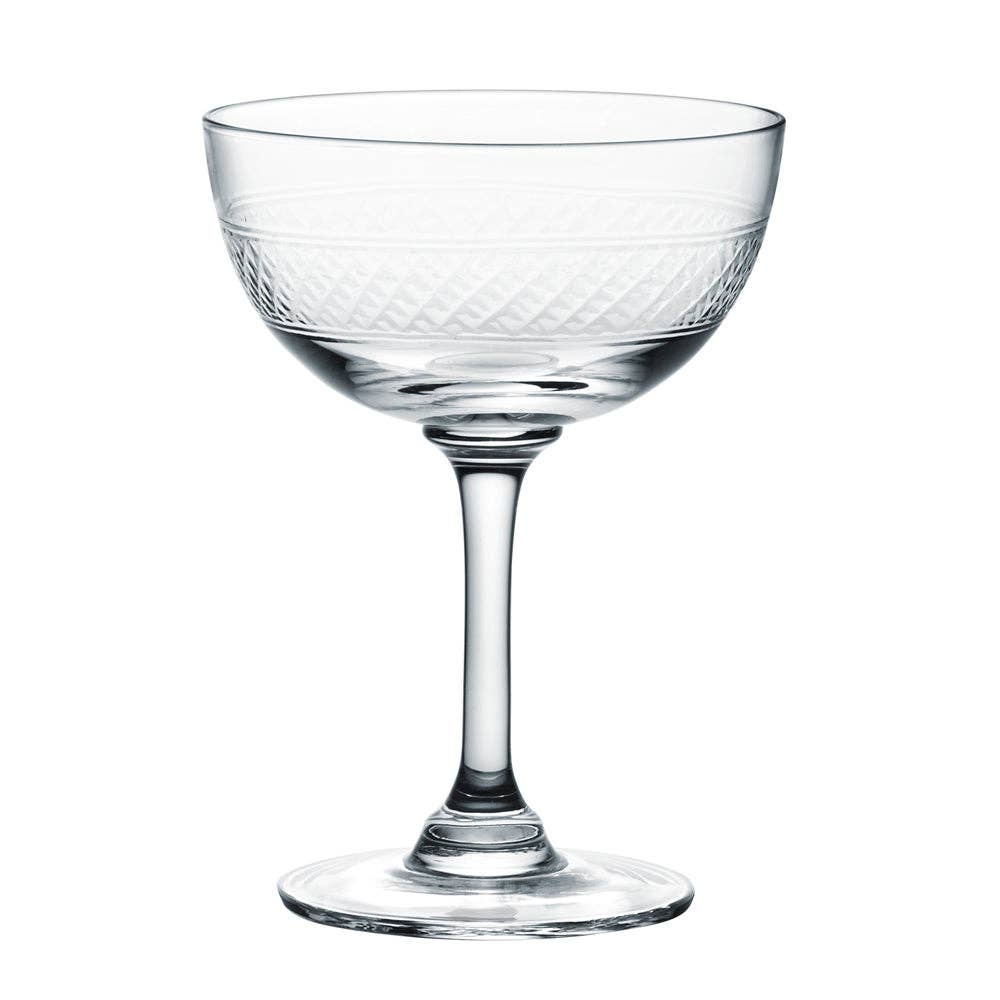 A Pair of Crystal Champagne Saucers All Designs: Ovals