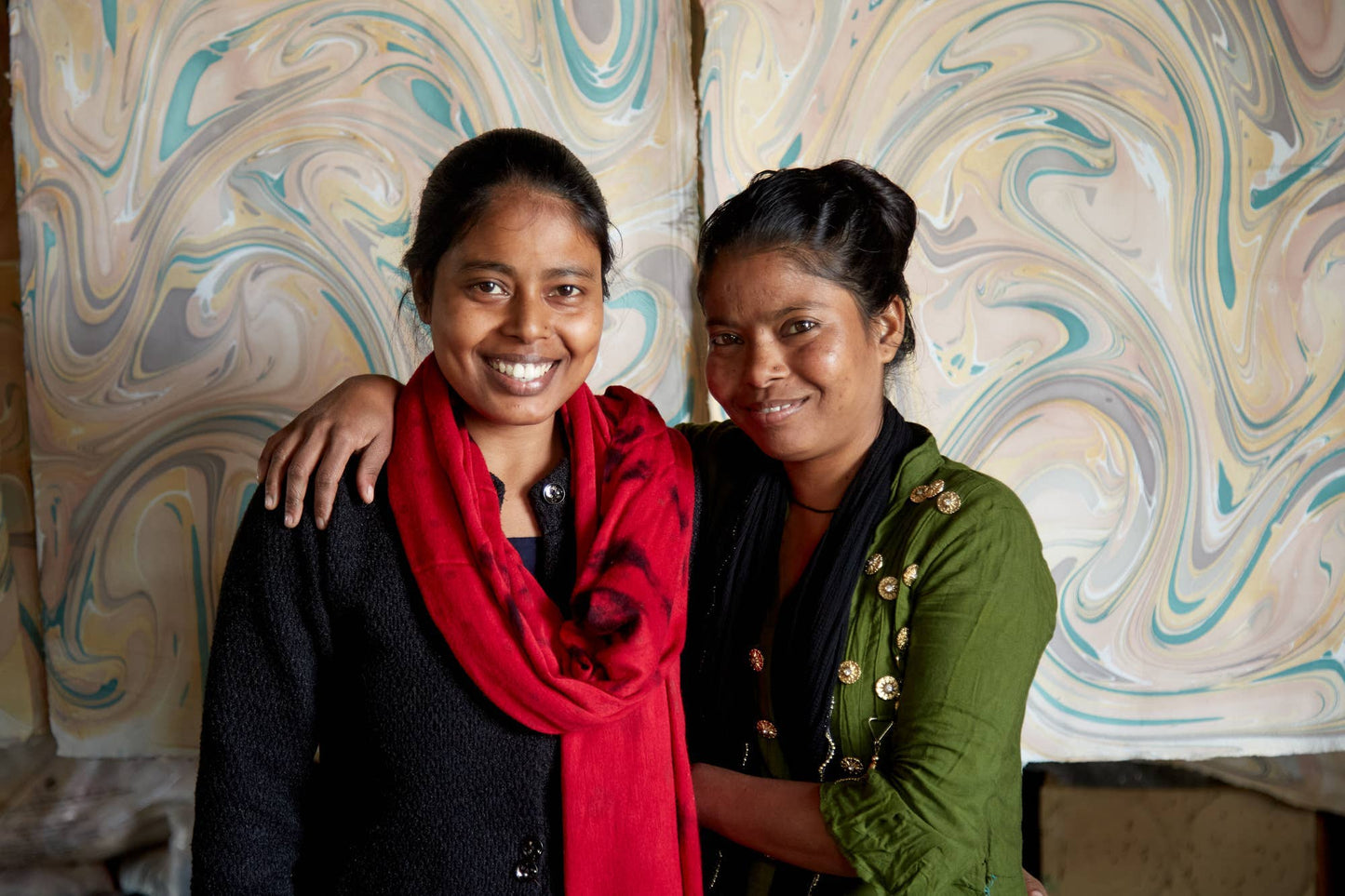 Hand Marbled Wrapping Paper Sheets S/2 - Rose Quartz