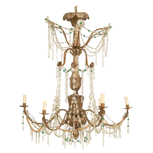 Genovese Silver Giltwood and Metal Chandelier