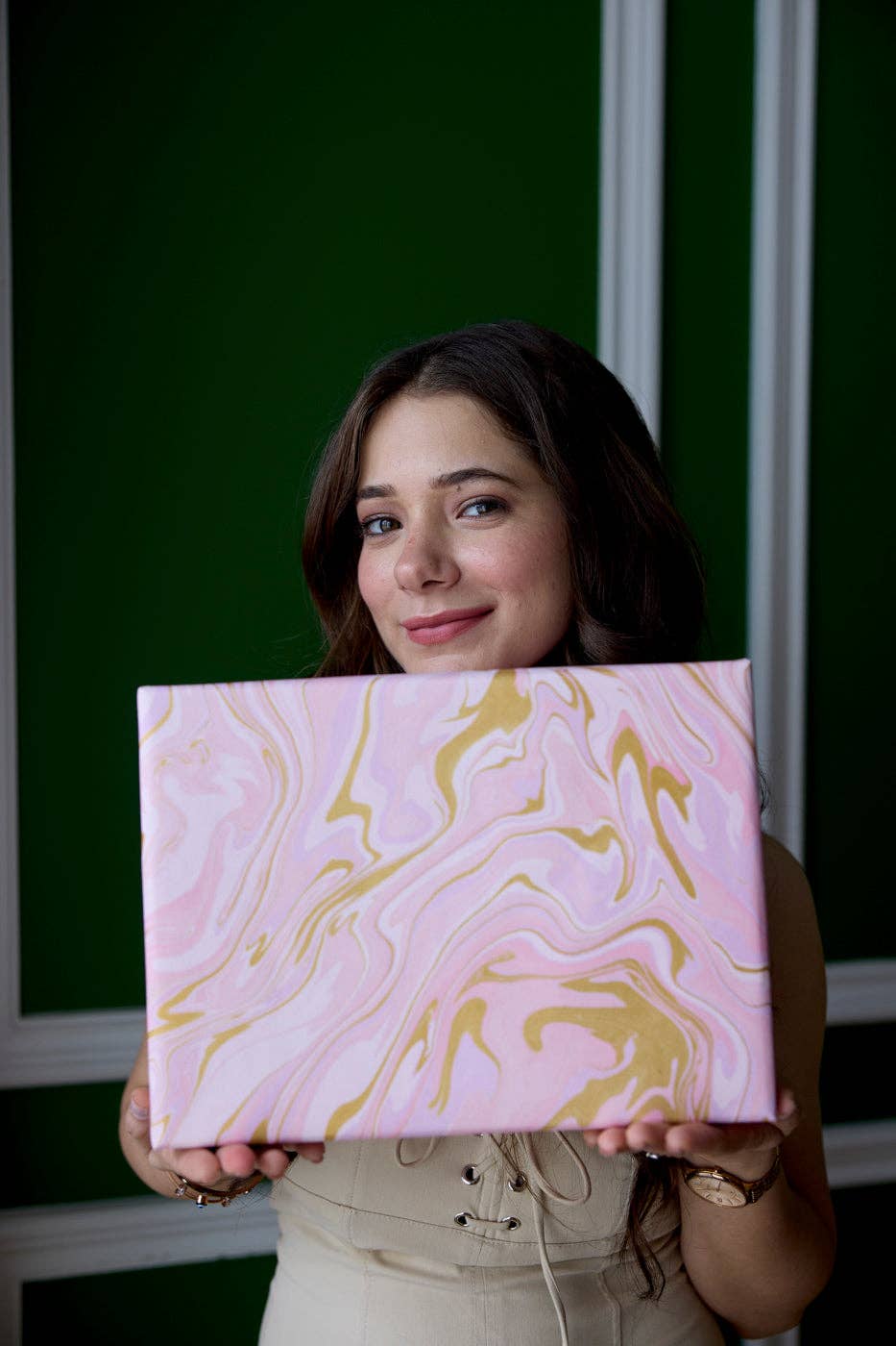 Hand Marbled Wrapping Paper Sheets S/2 - Free Spirit Marshmallow