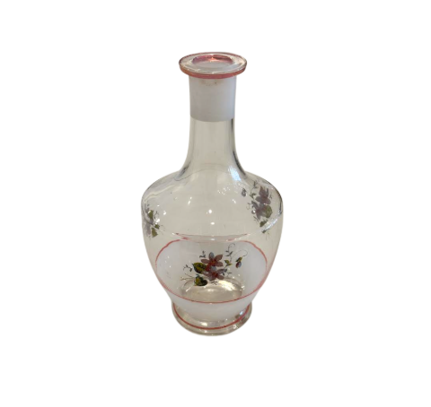 Glass Vase with Pink Floral Details