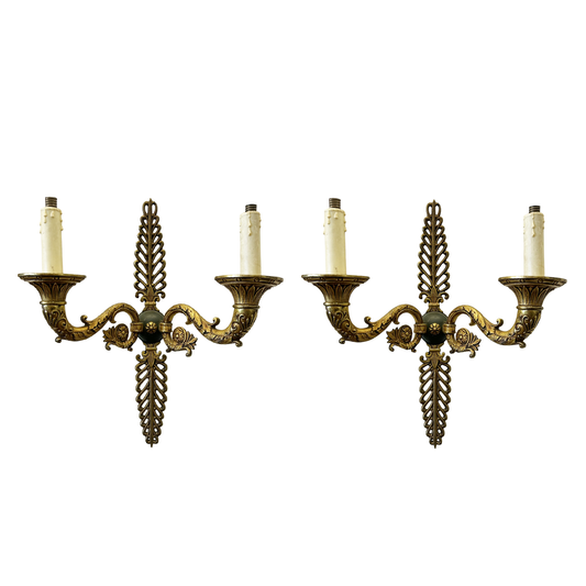 Pair of Empire Gilt Two-Arm Sconces