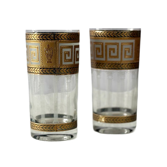 Greek Key Highball Glasses - Set/4