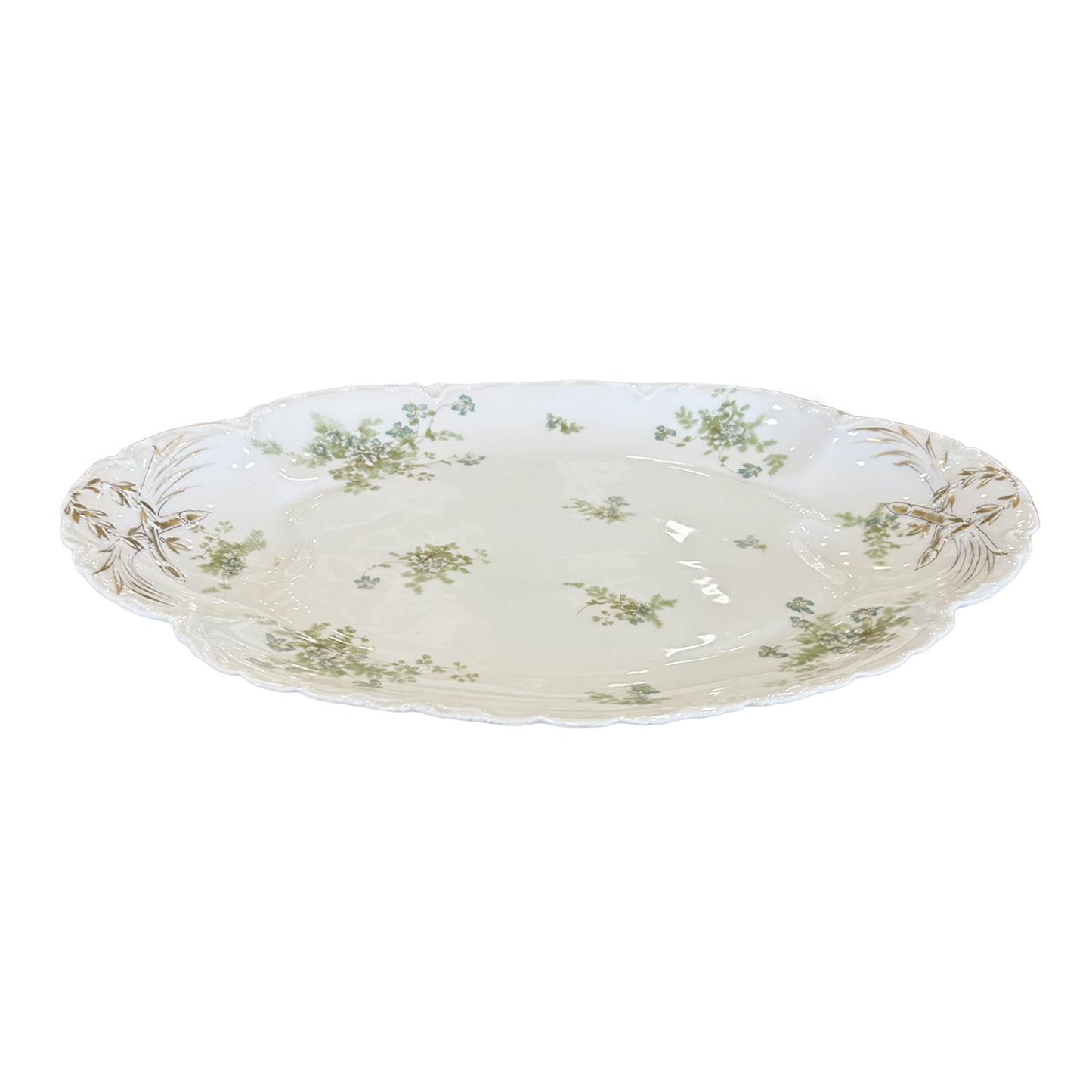 Limoges Platter with Green and Blue Floral Motif