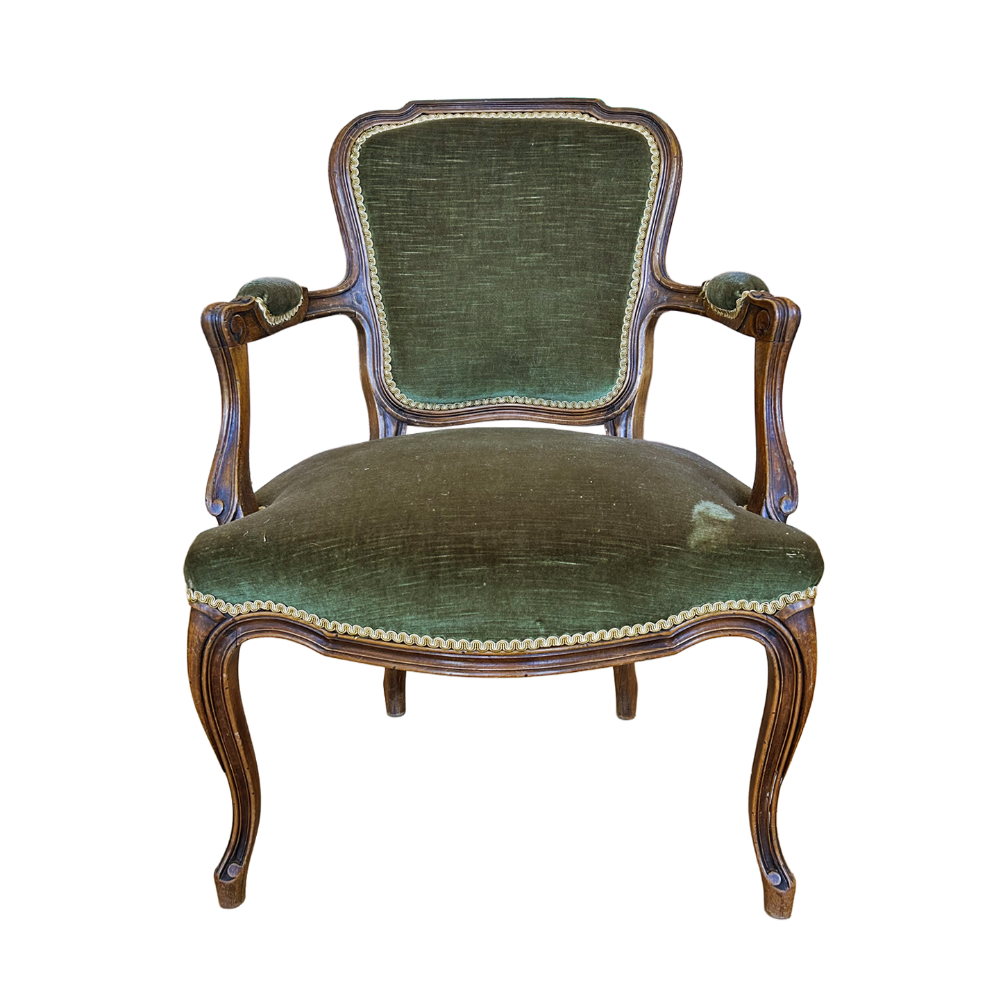 Louis XV Upholstered Wood Arm Chair
