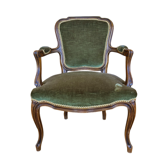 Louis XV Upholstered Wood Arm Chair