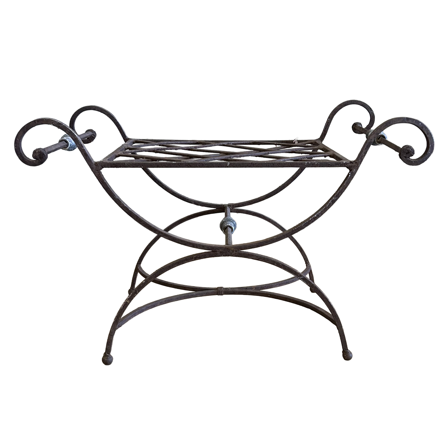 Continental Wrought Iron Curule Bench