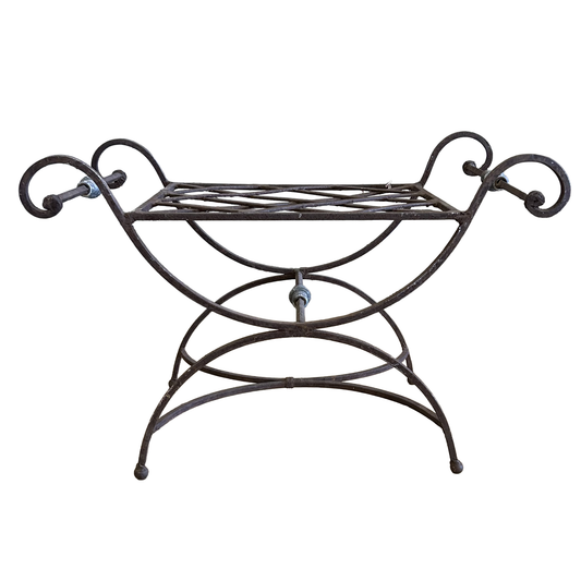 Continental Wrought Iron Curule Bench