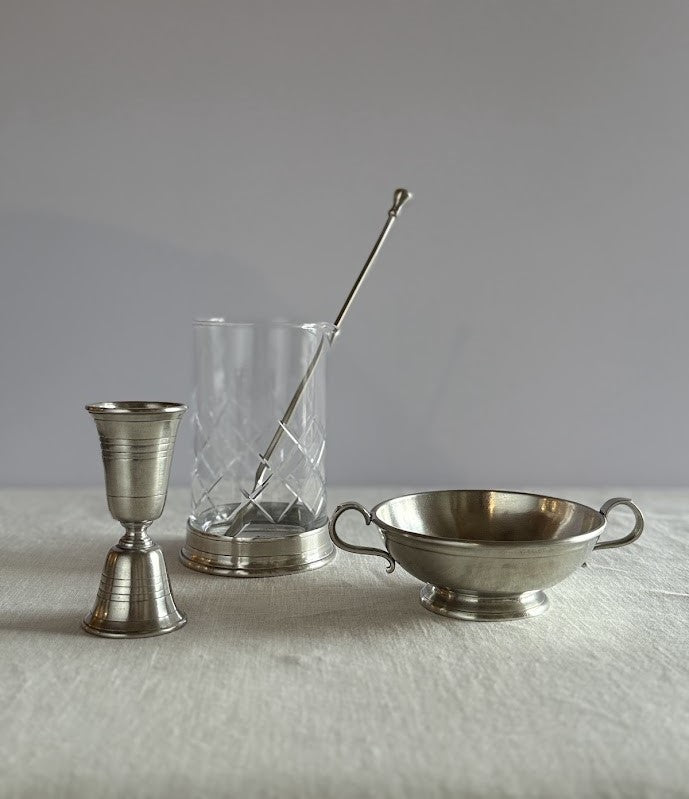 Pewter and Crystal Branch Bar Pitcher and Stirrer