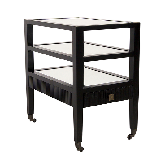 Tiered Side Table with Mirrored Shelves