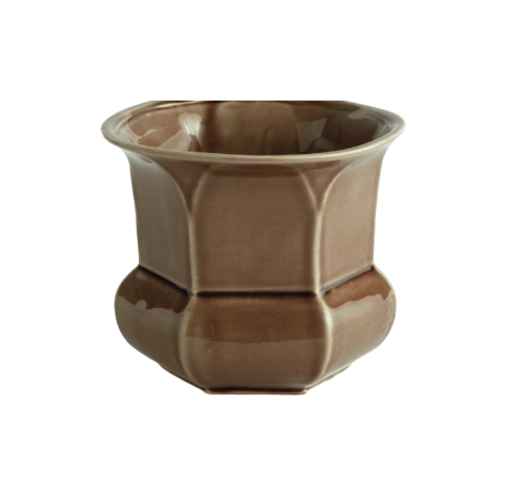 Glazed Brown Octagonal Pot
