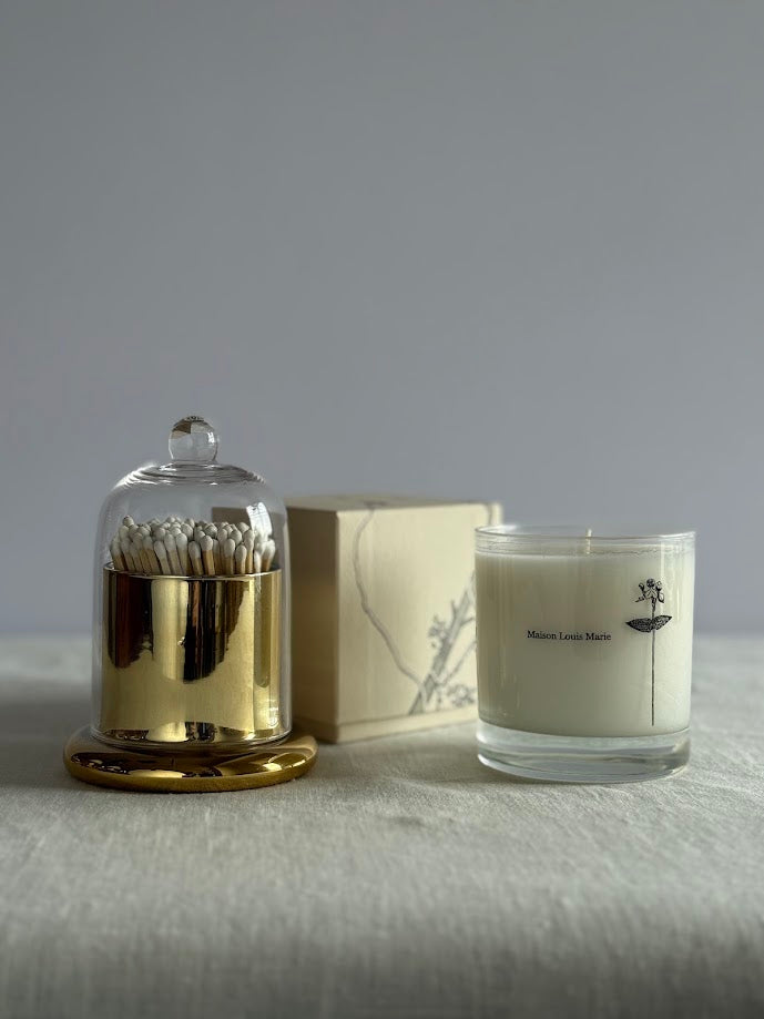 Match Holder Jar with Gold Base