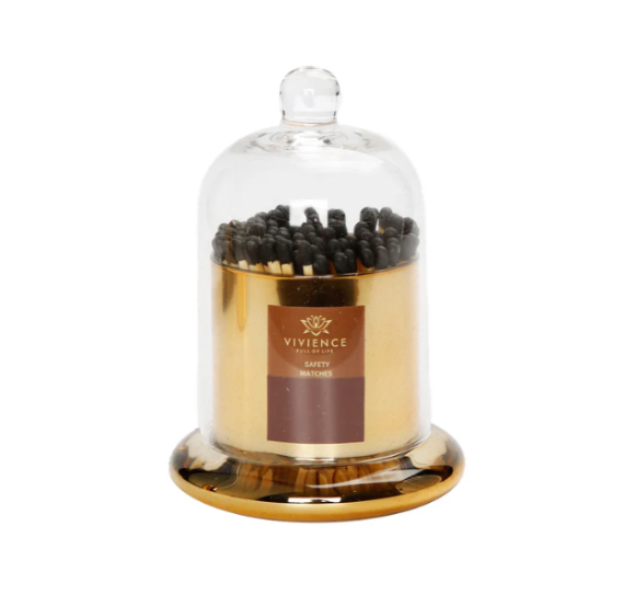Match Holder Jar with Gold Base