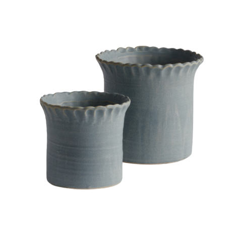 Blue Ruffle Pot