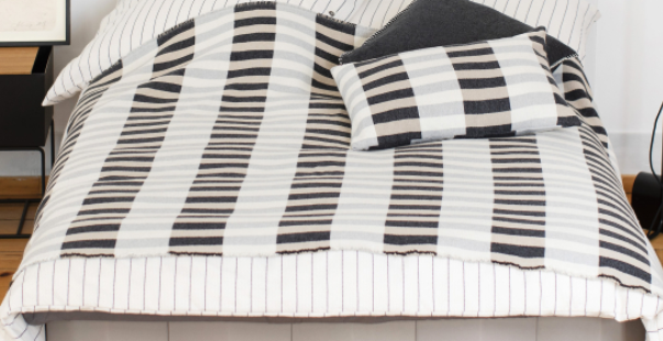Nova Throw with Overlapping Stripes - Grey