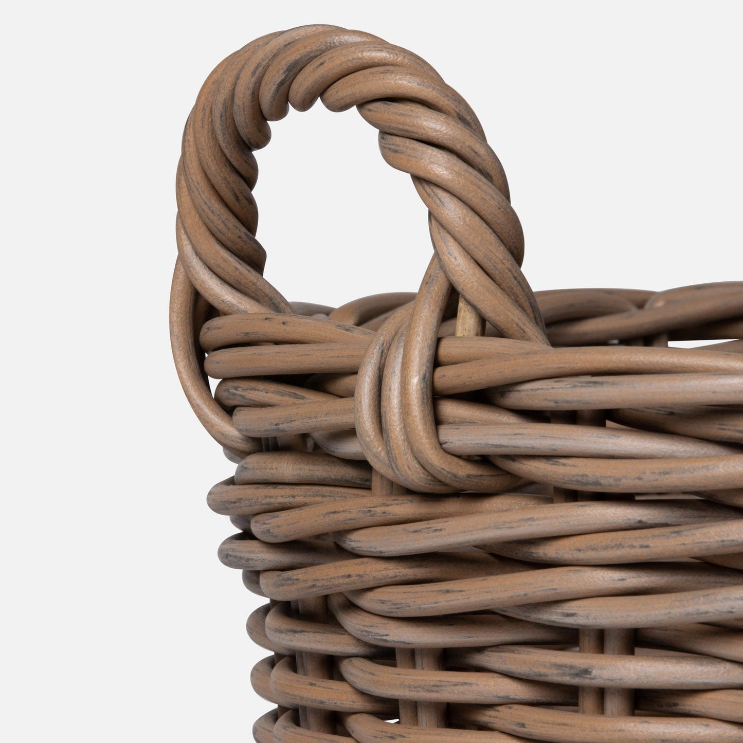 Faux Wicker Baskets with Handles - Distressed Natural