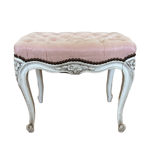 Painted Stool with Decorative Carving