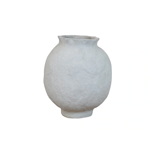 Paper Mache Vase in Natural White - 12"H
