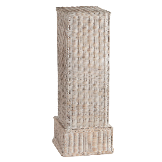 Rattan Tall Pedestal - White Washed