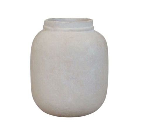 Paper Mache Pot 10.25"H - Natural White