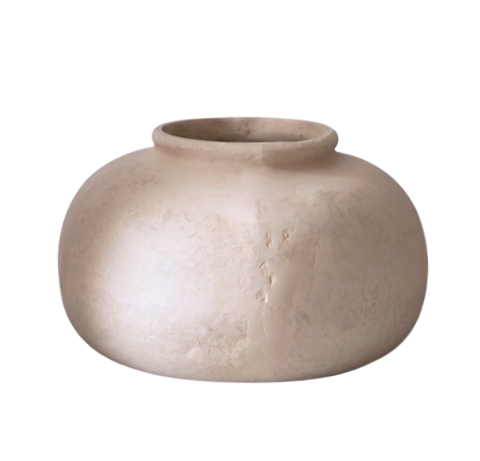 Paper Mache Rotund Pot - Natural White