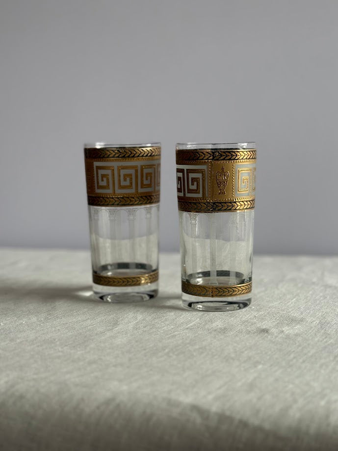 Greek Key Highball Glasses S/4