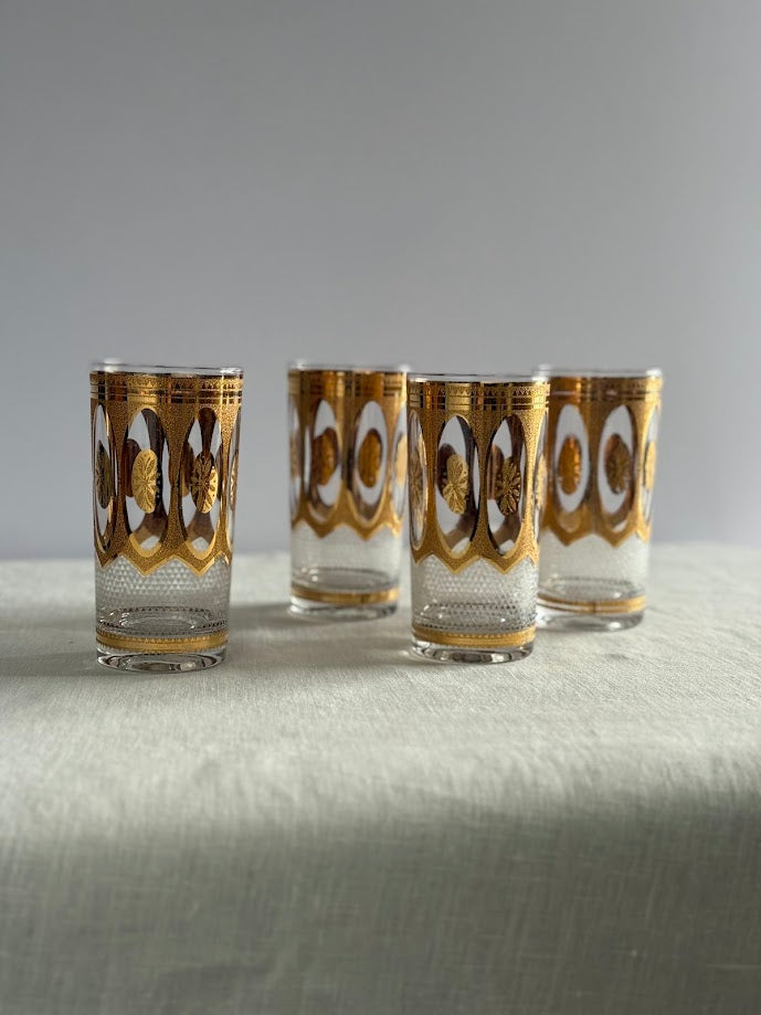 Culver Gold Recency Highball Glasses S/4