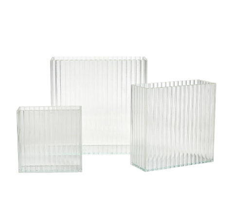 Ribbed Window Square Vase