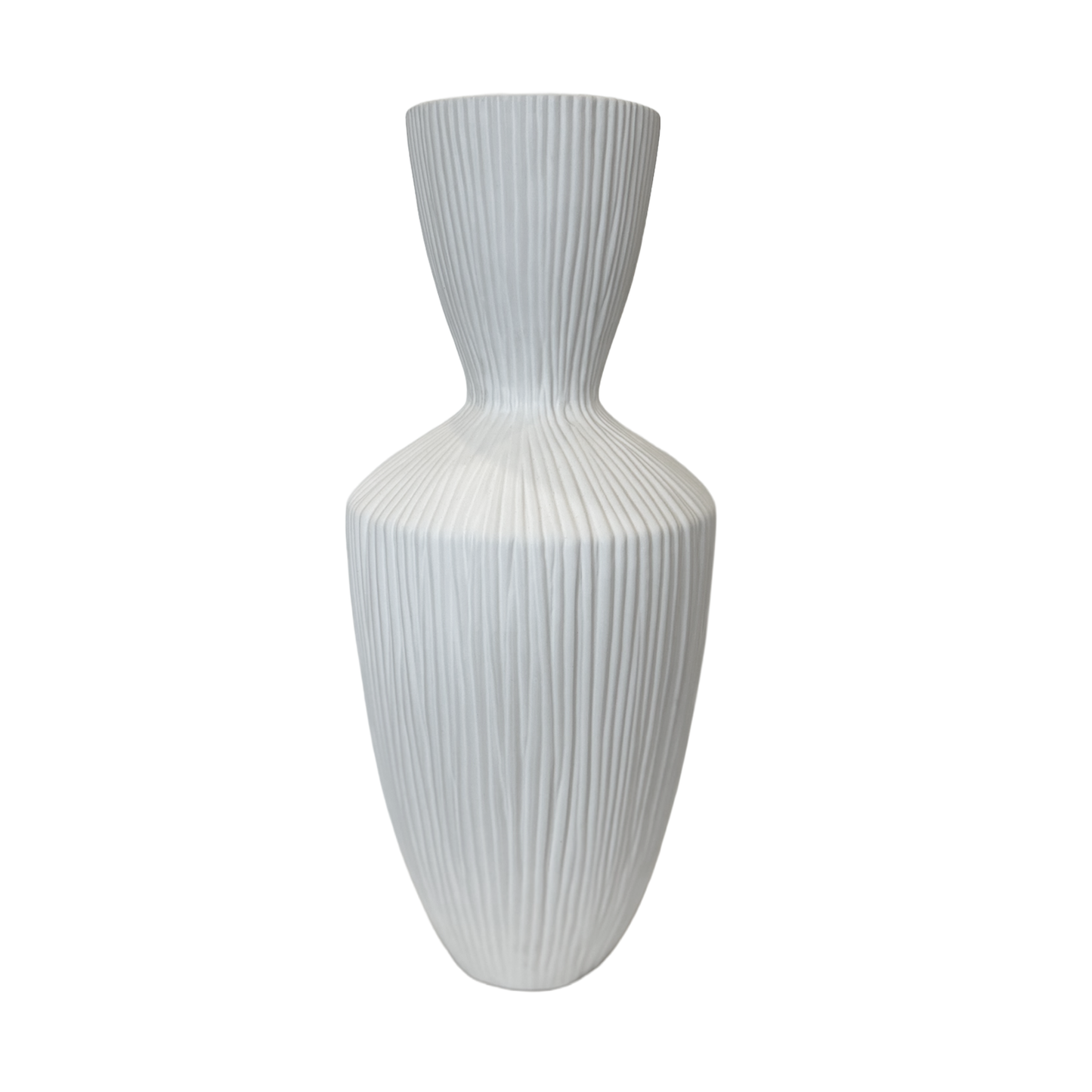 White Ridged Vase - Large