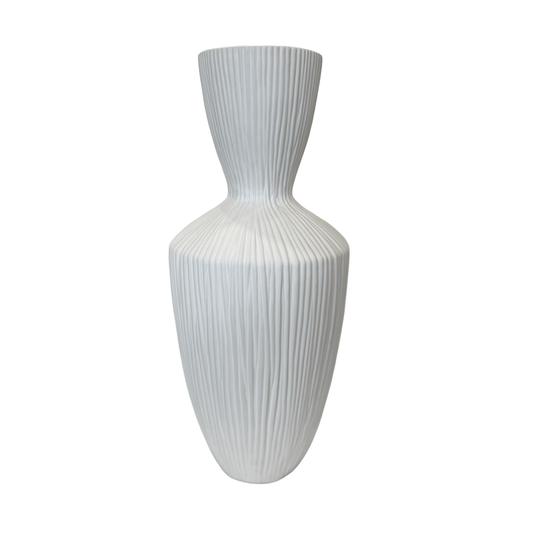 White Ridged Vase - Large