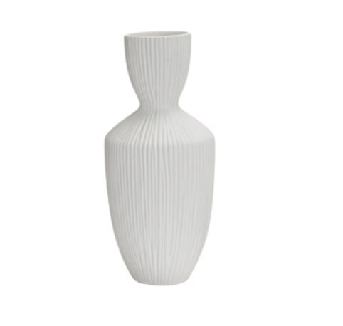 White Ridged Vase - Large
