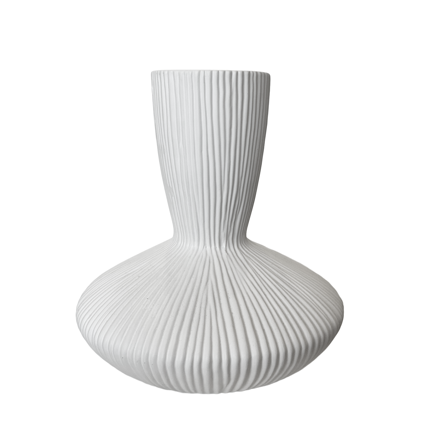 White Ridged Vase - Small