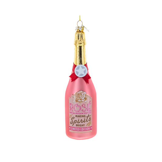 Rose Sparkling Wine Bottle Ornament