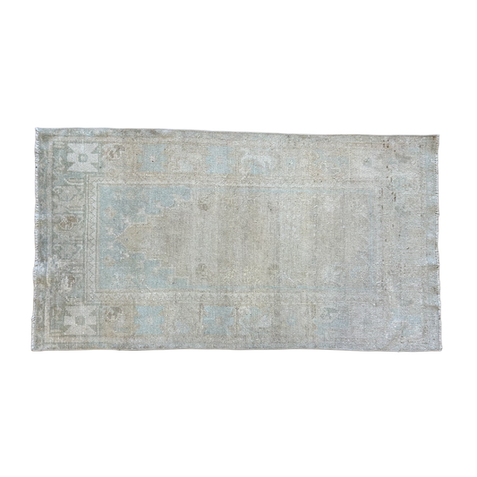 Celadon/Beige Turkish Runner - 32 x 58