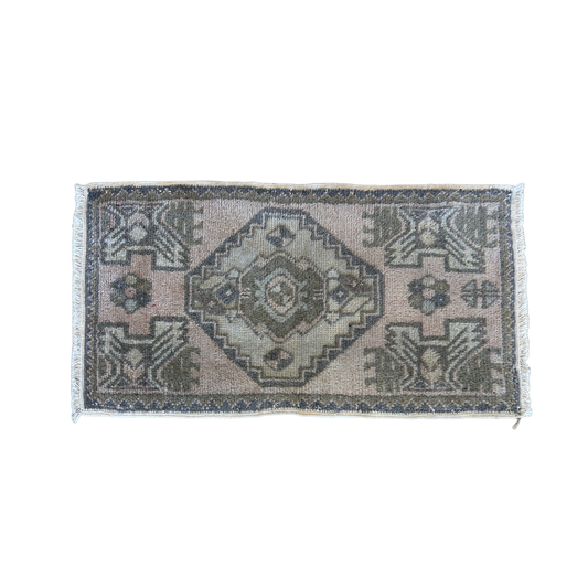 Rose and Olive Turkish Runner - 19.5 x 37