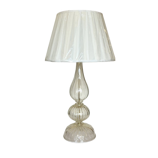 Murano Glass Lamp with Pleated Silk Shade