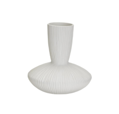 White Ridged Vase - Small