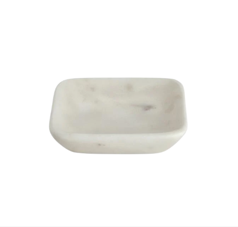 Marble Soap Dish - Small Square/White