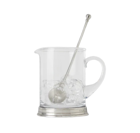 Pewter and Crystal Branch Bar Pitcher and Stirrer