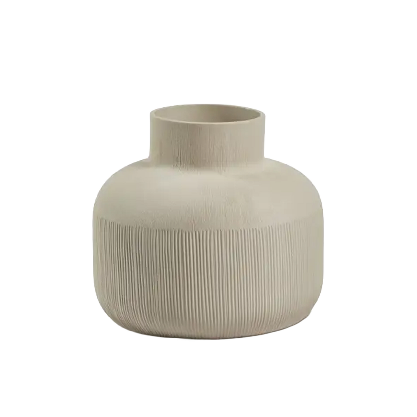 Wide Porcelain Vase with Reeded Detail